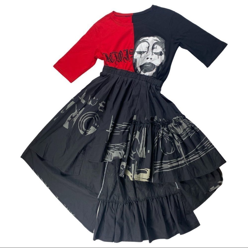 Asymmetrical grunge abstract dress